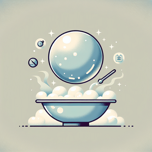 giant soap bubble forming over a bowl with misty dry ice