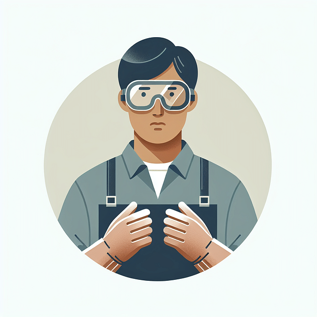 person wearing insulated gloves and safety goggles