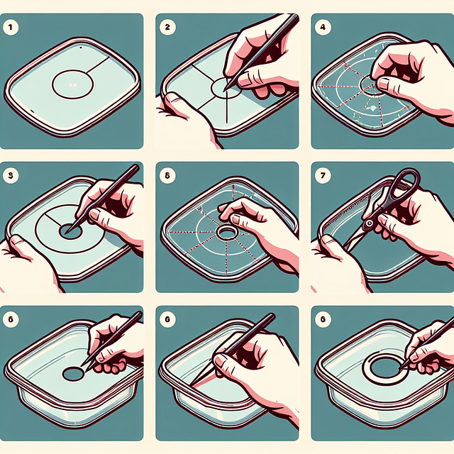 cutting hole in plastic container lid