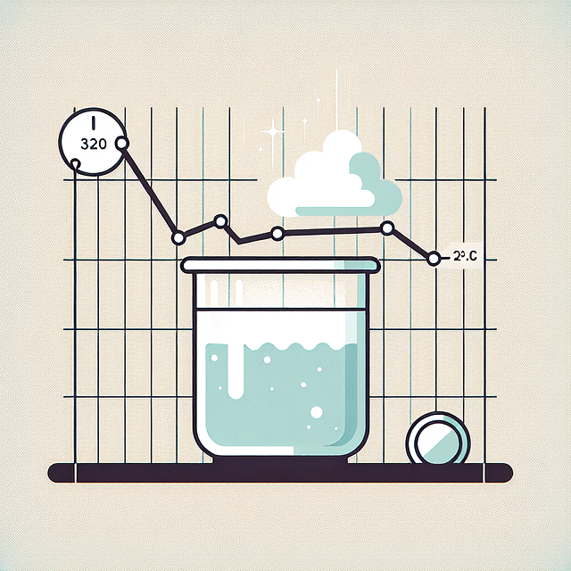 a chart showing the temperature drop of water over time with dry ice