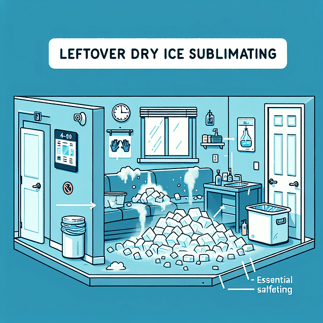 leftover dry ice sublimating safely in a ventilated area