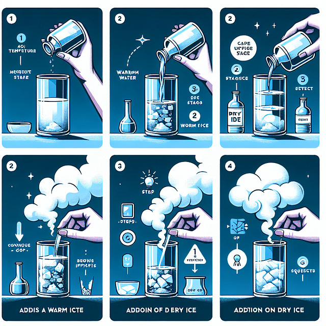 adding warm water to dry ice for continuous fog effect