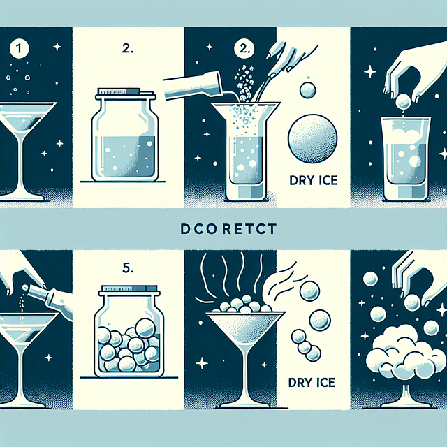 cocktail glass with dry ice bubbles and smoke