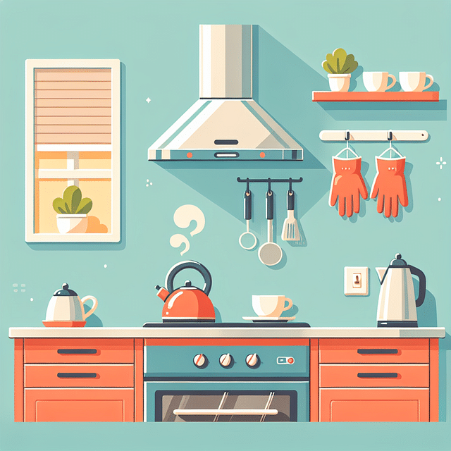 safety gloves and a well-ventilated kitchen setup