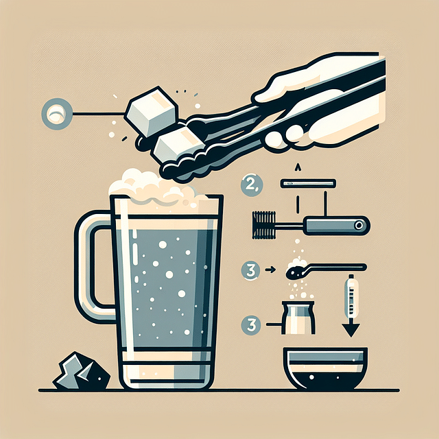 tongs adding dry ice to beer