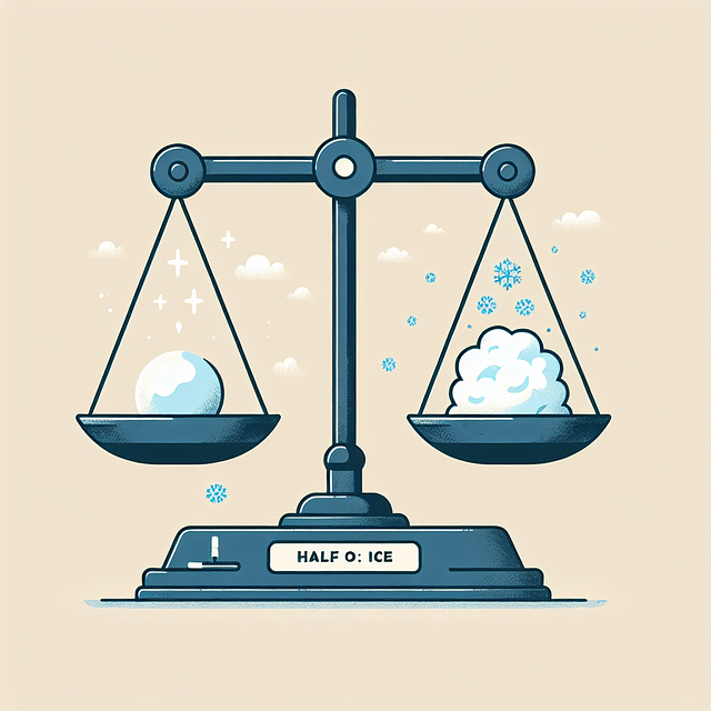 scales measuring half a pound of dry ice