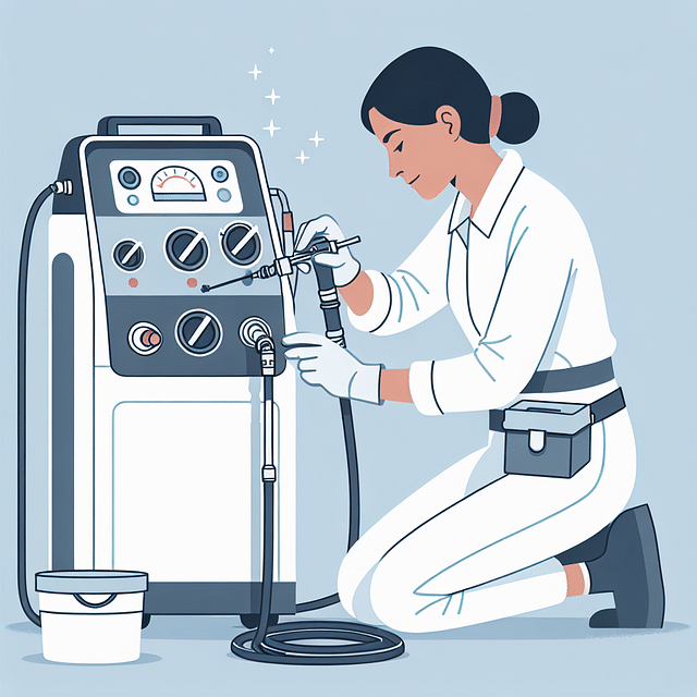 restorer adjusting dry ice cleaning machine settings