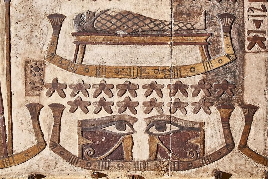 Egyptian Hieroglyphics before and after restoration