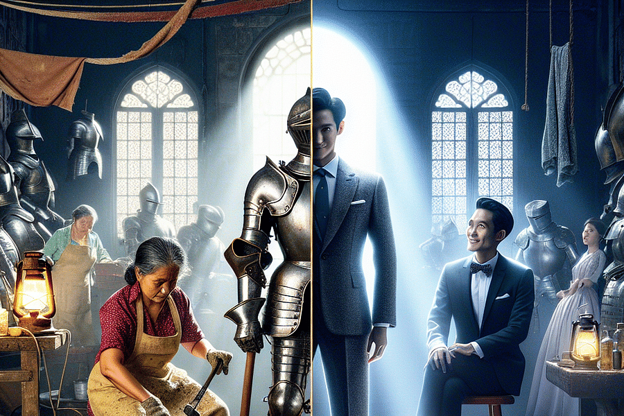 Medieval Armor restoration before and after