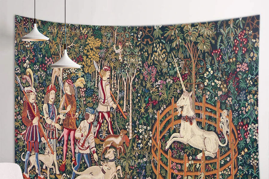 Medieval Tapestry before and after cleaning