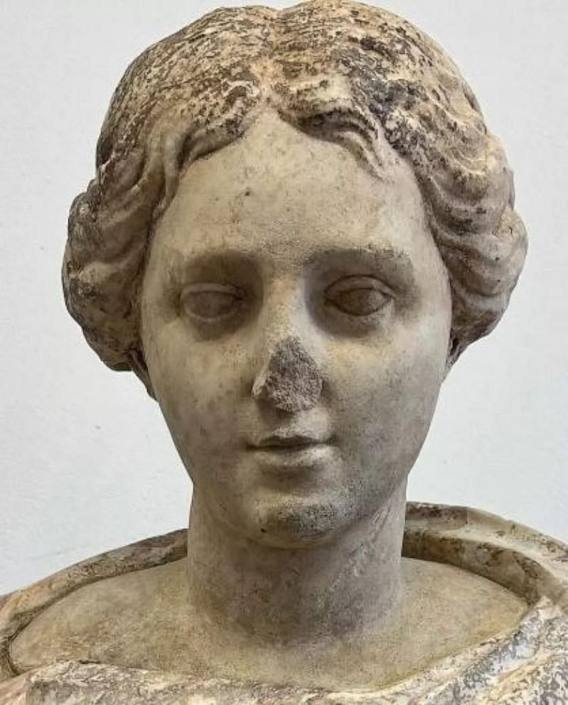 Roman Marble Bust before and after cleaning