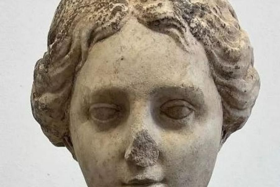 Roman Marble Bust before and after cleaning