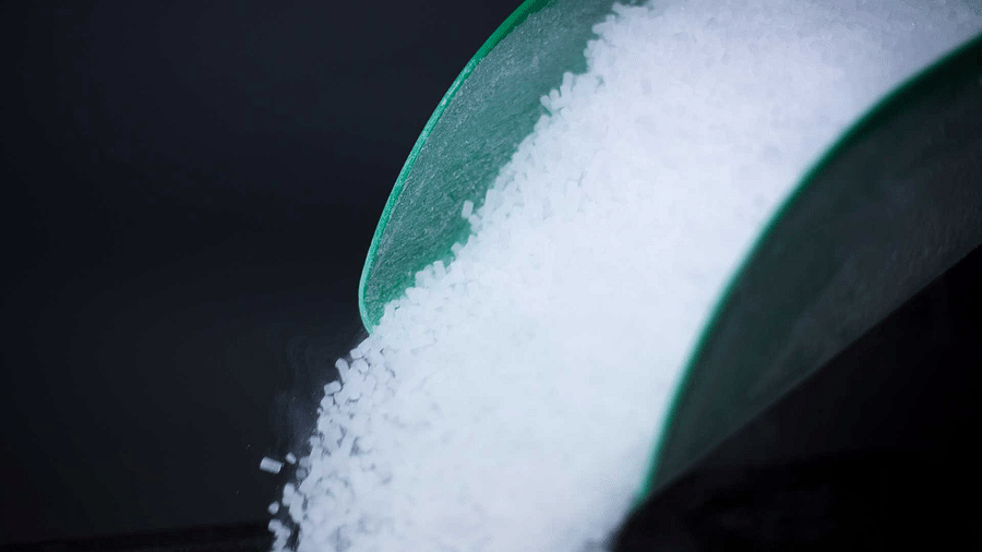 Close-up view of dry ice pellets