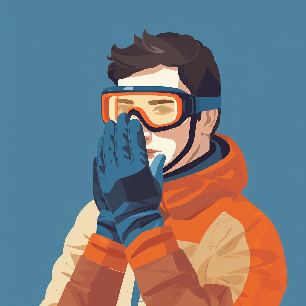 Person wearing insulated gloves and protective eyewear